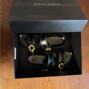 Rebecca Minkoff G Slide Black & Gold Size 8